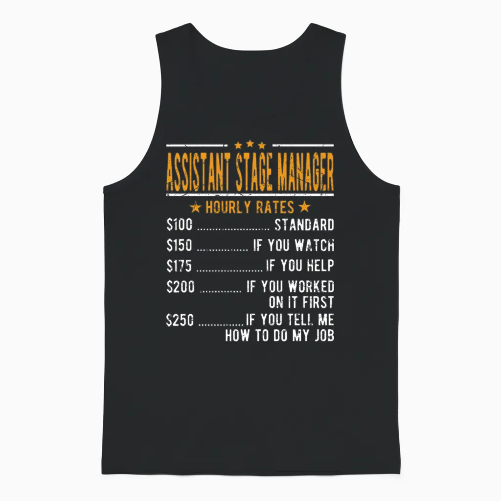 Assistant Stage Manager Hourly Rates Unisex Tank Top in Black