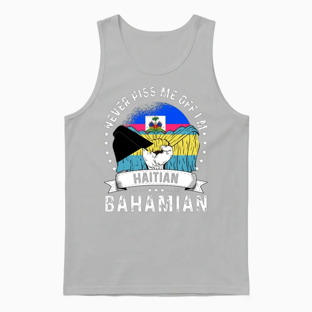 Haiti Flag Bahamas Grown Funny Humor Citizen Unisex Tank Top in Ash