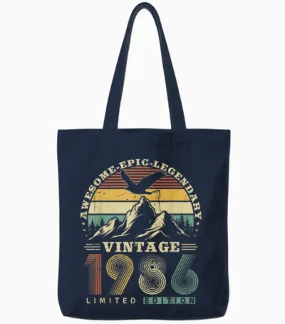 Vintage 1986 Rétro Cadeau 40 Ans Anniversaire Femmes Hommes Tote Bags - Navy