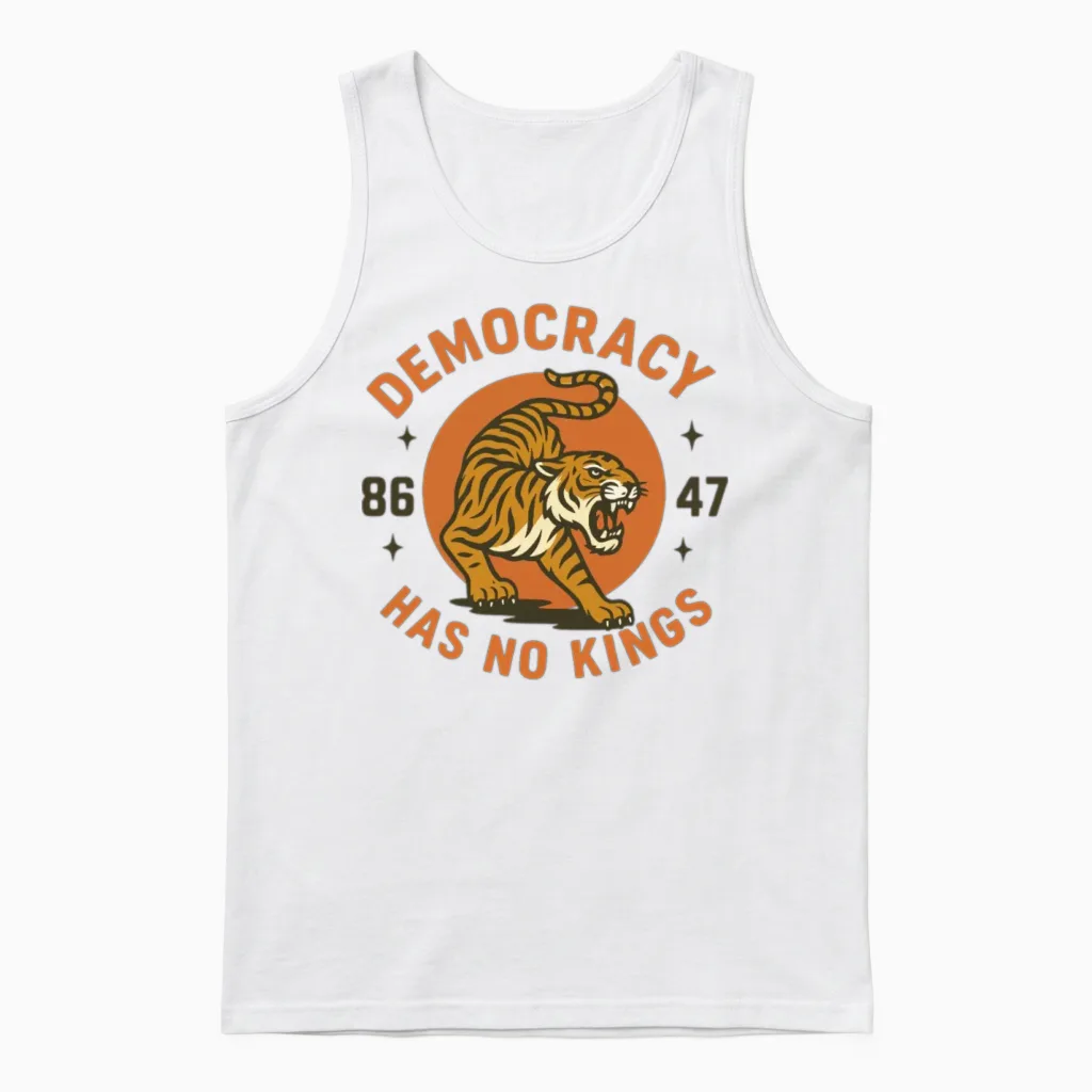 Democracy Has No Kings Unisex Tank Top in White