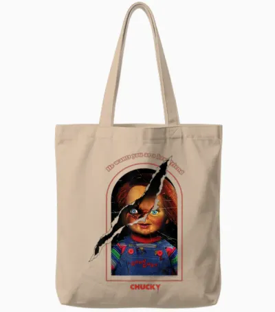 Chucky Split Face Tote Bags - Natural