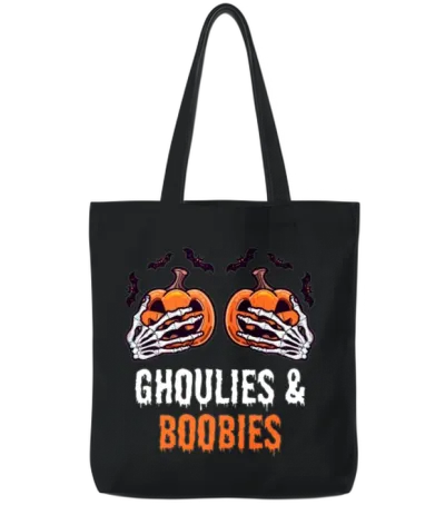 Halloween Boob Ghoulies & Boobies Tote Bags - Black