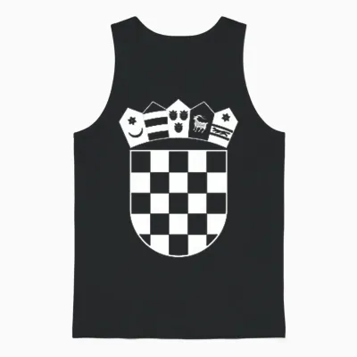 Croatia Coat of Arms Croatia Flag White Chessboard T-Shirt, Black Unisex Tank Top - Black