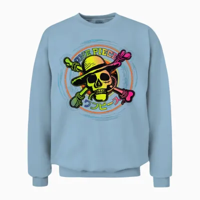 Kinder One Piece Anime Strohhut Piraten Farbe Logo Kanji Unisex Sweatshirt - Light Blue
