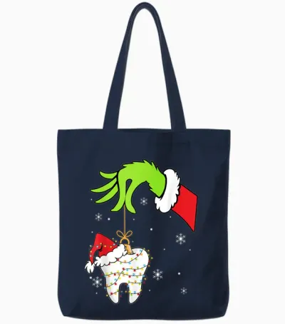 Christmas To-Oth Dentist Dental Assistant Teeth Pajamas Xmas Tote Bags - Navy