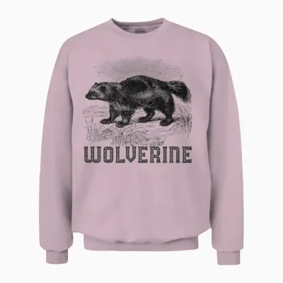 Wolverine Wild Animal Unk Bear Mammal Habitat Unisex Sweatshirt - Light Pink