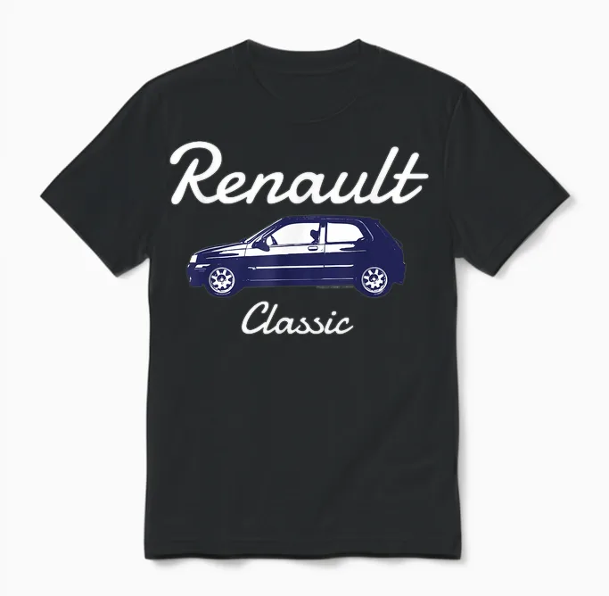 Renault Clio Car Classic Hatchback Unisex T-Shirt in Black