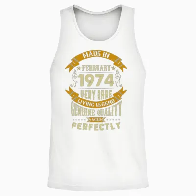 February 1974 Vintage Birthday Present Unisex Tank Top - White
