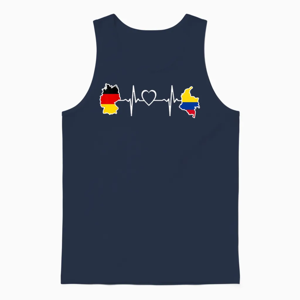 Kolumbianische Deutsche Flagge - Deutschland Kolumbien Herzschlag Unisex Tank Top in Navy