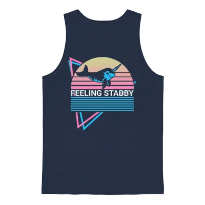 Narwhal Retro Unisex Tank Top - Navy