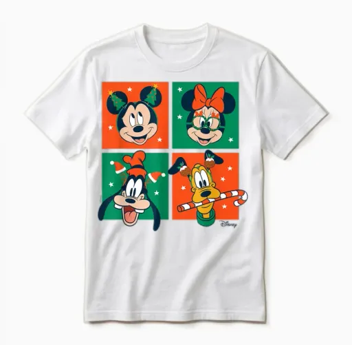 Mickey & Friends - Christmas Grid Unisex T-Shirt - White