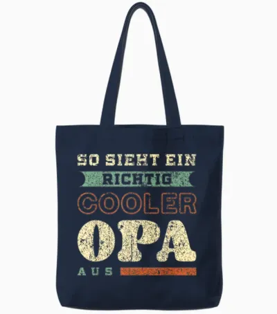 Richtig Cooler Opa, Vatertag, Retro-Vintage-Look Tote Bags - Navy