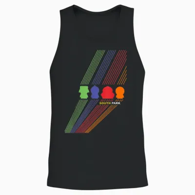 South Park Stan Kenny Kyle & Cartman Color Line Art T-Shirt, Black, S Unisex Tank Top - Black