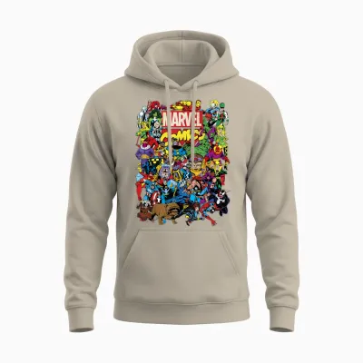 Marvel Comics Retro Classic Avengers Heroes Group Shot Unisex Hoodie - Sand