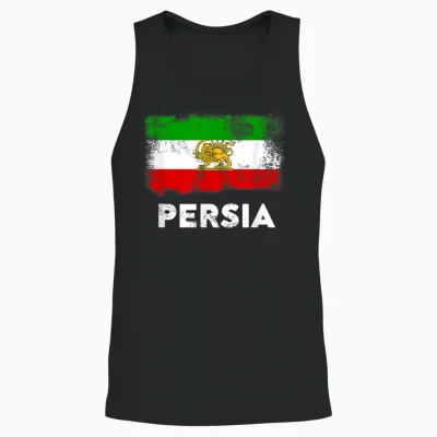 Persia Flag Old Iran Flag Lion Sun T-Shirt, Black, S Unisex Tank Top - Black