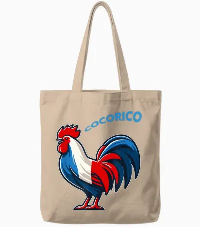 Coq Drapeau France Tricolore Bleu, Blanc Et Rouge T-Shirt, Blue, S Tote Bags - Natural