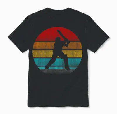 Retro Vinatge Cricket Unisex T-Shirt - Black