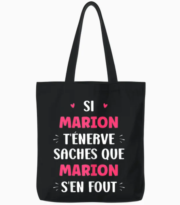 Name Si Marion T'énerve Humour First Name Marion T-Shirt, Black, Female X-Small Tote Bags in Black