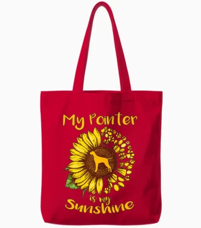 Chien D'arrêt Anglais Est Mon Rayon De Soleil Tournesol T-Shirt Haut De Gamme Tote Bags - Red