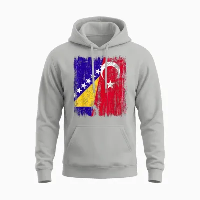 Bosnien Und Herzegowina Türkei Halbflagge Bosnisch Türkisch Unisex Hoodie - Ash