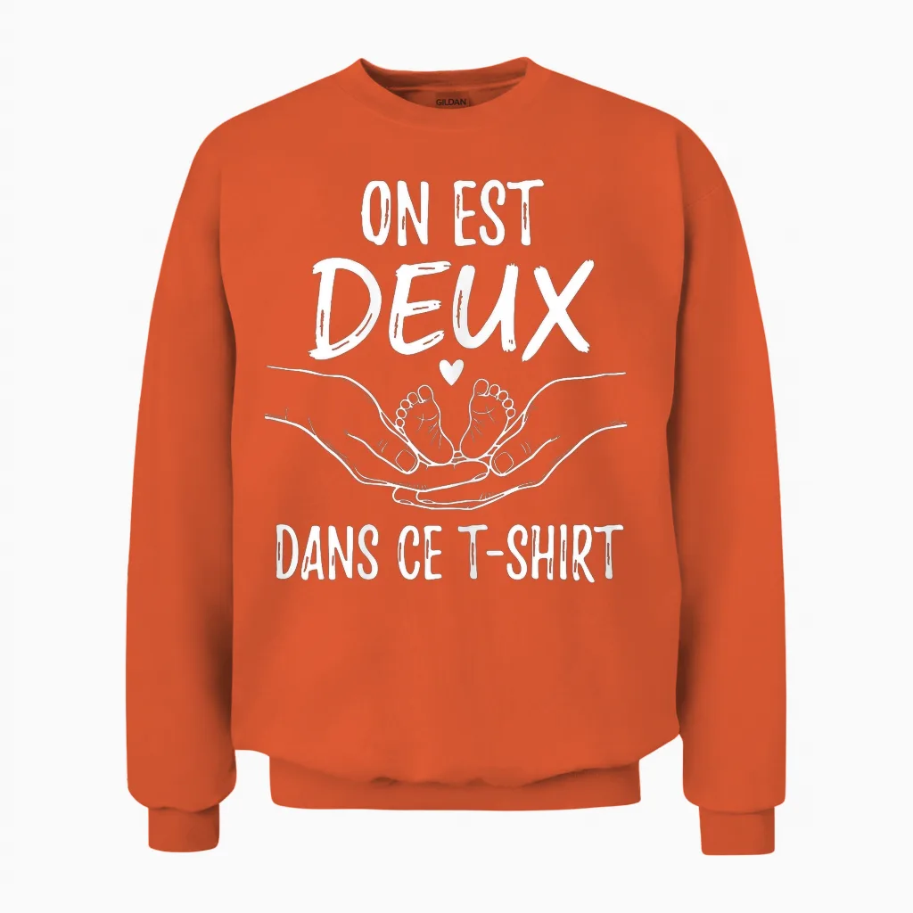 Pregnancy Announcement One Is Two in This Unisex Sweatshirt in Orange