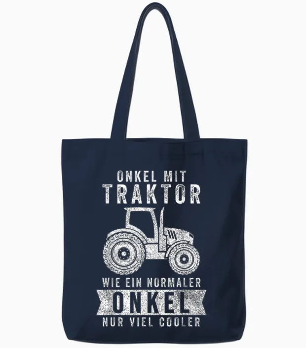 Men's Funny Father's Day T-Shirt Uncle Tractor Like Normal Uncle Tote Bags in Navy