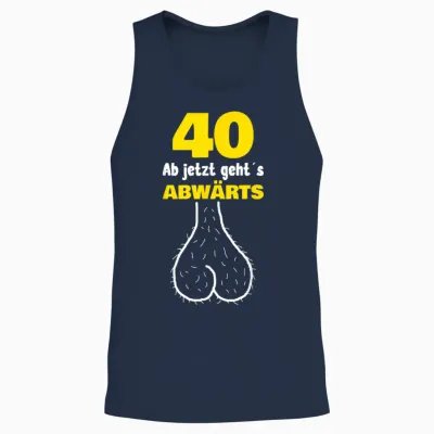 40th Birthday from Now Goes Downward Funny Men's Outfit Unisex Tank Top - Navy