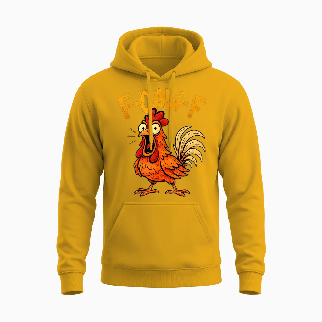 Funny F-Caw-F Chicken Fcawf Humor Quote Rooster Meme Unisex Hoodie in Gold