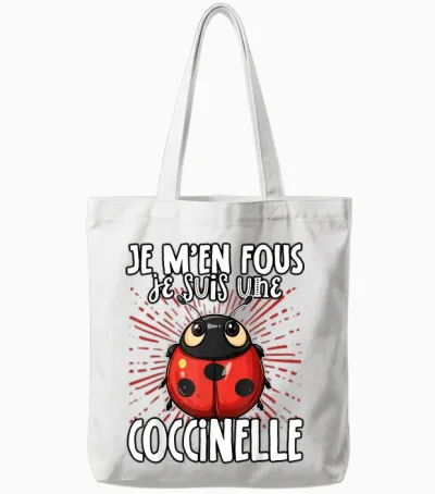 Je M'en Fous Je Suis Une Ladybug Cute Ladybug T-Shirt, Black, S Tote Bags - White