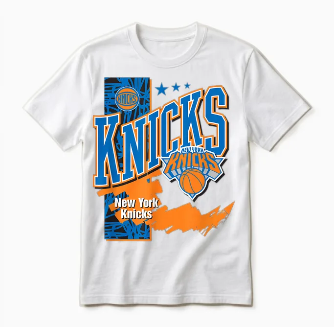 Joueur Officiel De La Nba Des New York Knicks Bloqué Unisex T-Shirt in White