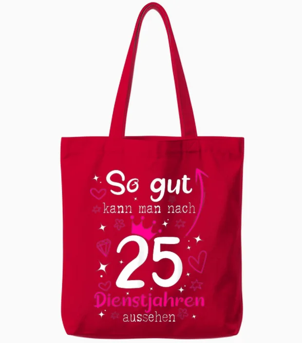 25 Year Service Anniversary Company Anniversary 25 Years T-Shirt, Black, S Tote Bags in Red