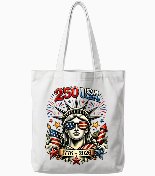Statue of Liberty 250th America 4 July Tote Bags in White