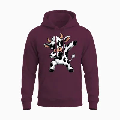 Cute Dabbing Cow Clothes Men Toddler Boys Farm Animal Unisex Hoodie - Maroon