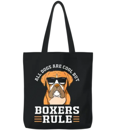 Dog Pun Funny Boxer Dog with Sunglasses Tote Bags - Black