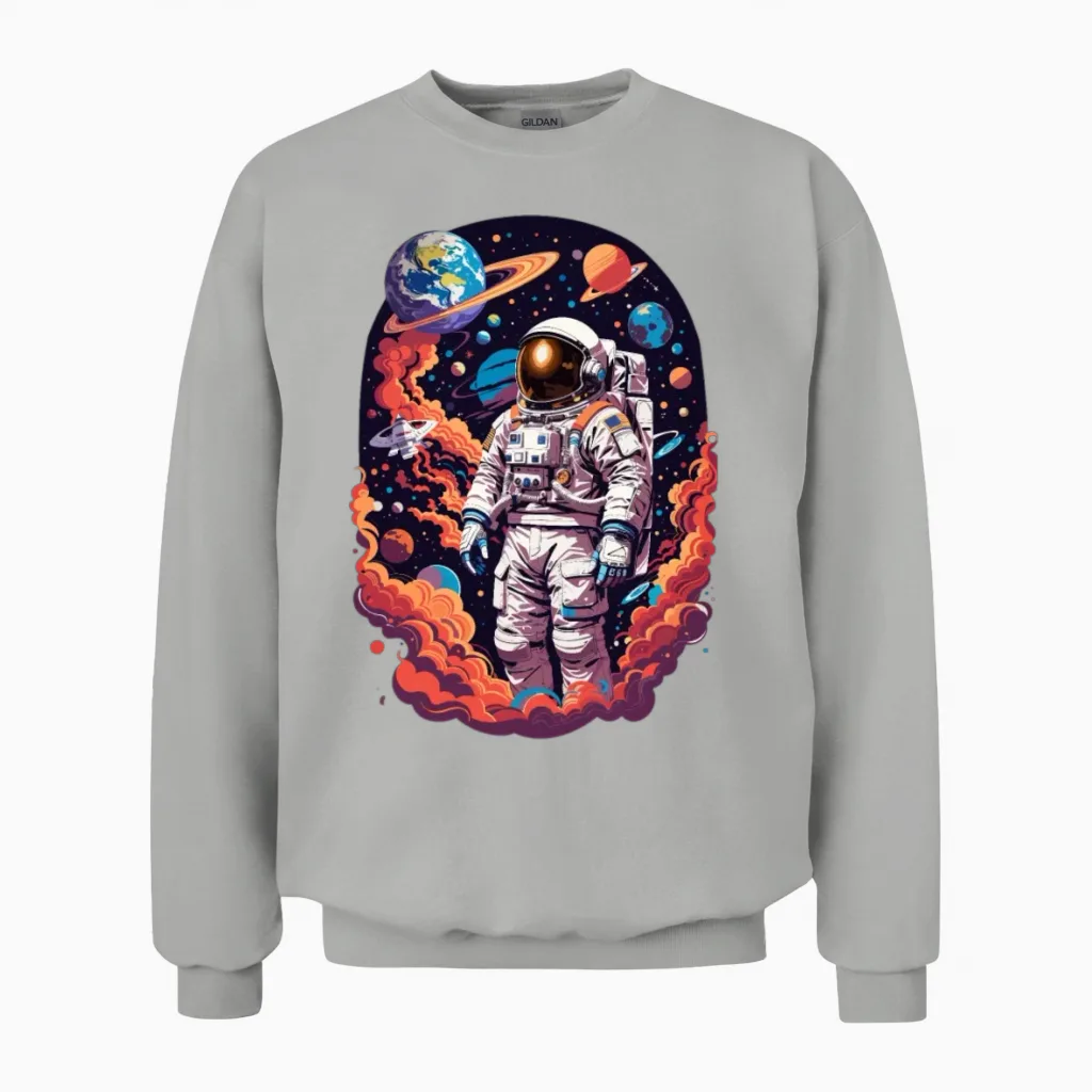 Fanny Astronaut in Galaxy Design Unisex Sweatshirt - Ash