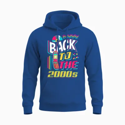 Back to the 2000s Vintage Two Thousand Retro 00s T-Shirt, Black, S Unisex Hoodie - Royal