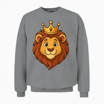 Crowned Lion Cartoon Unisex Sweatshirt - Sport Grey