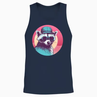 Style Raccoon Lovers Retro Unisex Tank Top - Navy
