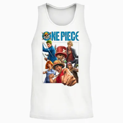 One Piece Group Box Unisex Tank Top - White