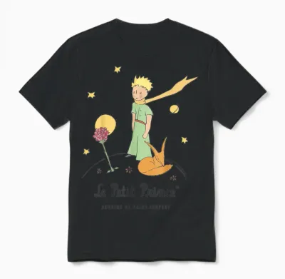 Le Petit Prince Stars Fox Pink Planet Unisex T-Shirt - Black
