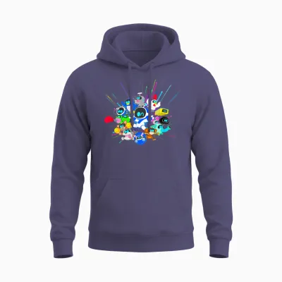 Playstation Astrobot and Friends Power Up Group Shot Unisex Hoodie - Heather Sport Dark Navy