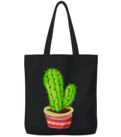 Cactus Plants Funny Tote Bags - Black