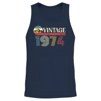 Funny Birthday Born in 1974 Limited Edition Unisex Tank Top - Navy – 2
