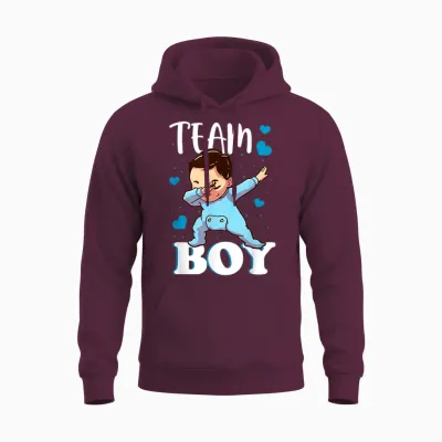 Gender Reveal Party Team Für Jungen, Babyparty, Passende Familie Unisex Hoodie - Maroon