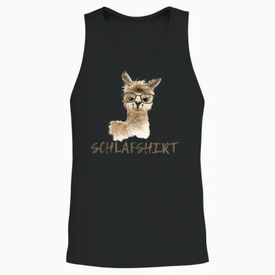 Llama with Glasses Sleep Shirt Funny Saying Alpaca Gift Unisex Tank Top - Black