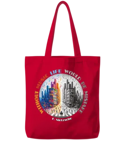 Without Music Life Would Be a Mistake Nietzsche Tote Bags - Red