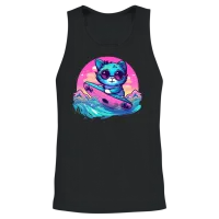 Retro Surfing Cat — Lovers Unisex Tank Top - Black – 2