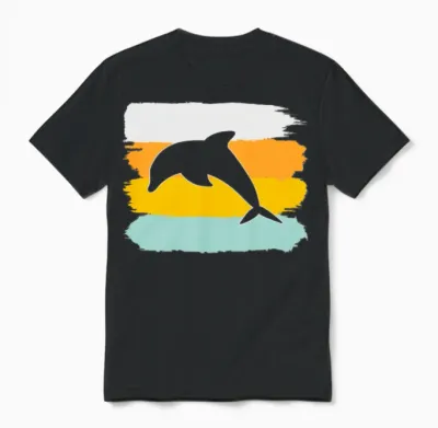 Dolphin Retro Unisex T-Shirt - Black