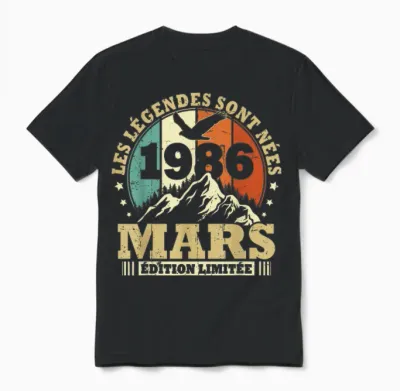 Les Légendes Sont Nées En Mars 1986 Anniversaire 40 Ans Unisex T-Shirt - Black