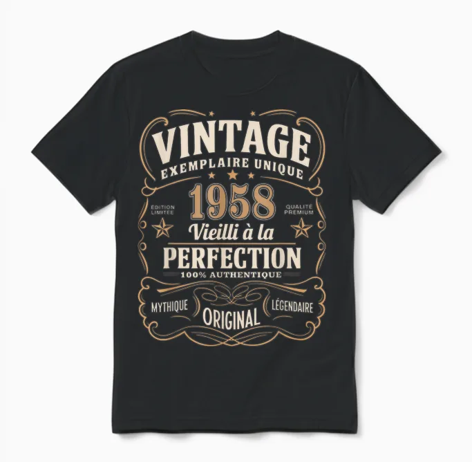 67 Years Man 1958 Birthday T Shirt 67 Years Man 1958 T-Shirt, Black, S Unisex T-Shirt in Black